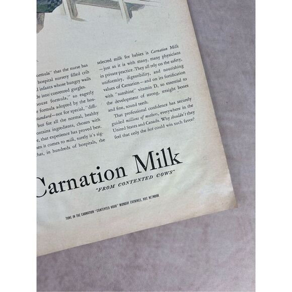 Vintage 1950s Advertising Print Carnation Milk Newborn Baby Ad Mod MCM Ephemera - Picture 5 of 5